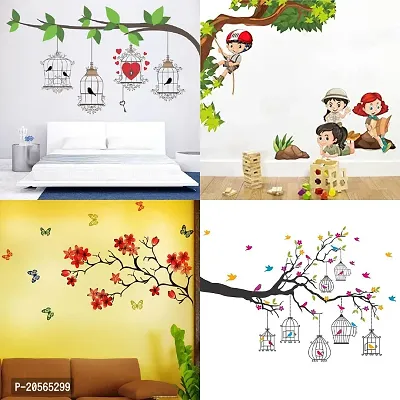 Merical Birdcase Key, Kids Activity, Chinese Flower, Branches Flowers  BirdCages Wall Stickers for Living Room, Hall, Wall D?cor (Material: PVC Vinyl)-thumb0