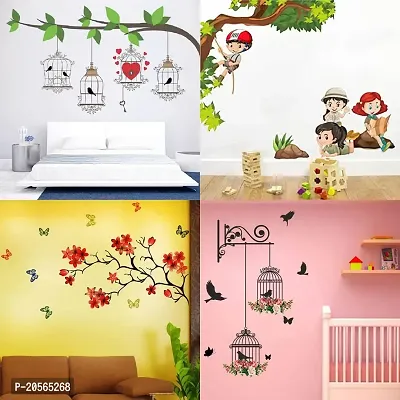 Merical Birdcase Key, Branches and Cages, Kids Activity, Chinese Flower Wall Stickers for Living Room, Hall, Wall D?cor (Material: PVC Vinyl)