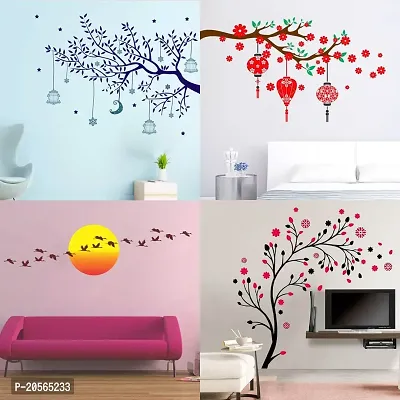 Merical Birdcase Key, Radhamadhav Jhula, Hanging Lamp, Pink Tree Bird  Nest Wall Stickers for Living Room, Hall, Wall D?cor (Material: PVC Vinyl)