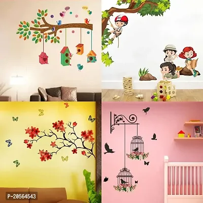 Merical Bird House Branch, Branches and Cages, Kids Activity, Chinese Flower Wall Stickers for Living Room, Hall, Wall D?cor (Material: PVC Vinyl)-thumb0