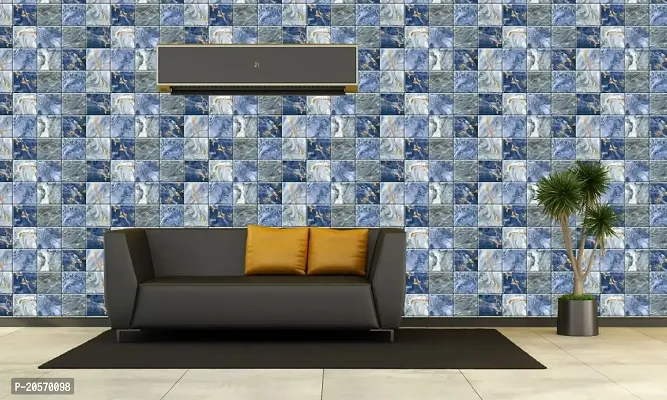 MERICAL Fabulous Blue Marble Square Wallpaper for Home  Kitchen Decor (40cm x 300cm)