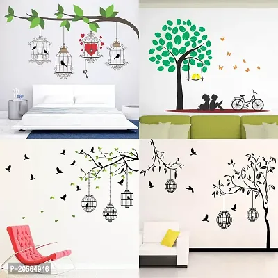 Merical Birdcase Key, Flying Birds  case, Free Bird case Black, Kids Under Tree Wall Stickers for Living Room, Hall, Wall D?cor (Material: PVC Vinyl)