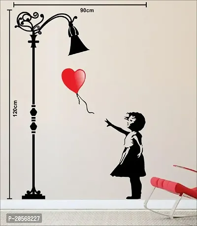 Merical Baloon Girl and Flowers Switch Board Wall Sticker for Living Room, Hall, Bedroom (Material: PVC Vinyl)-thumb5