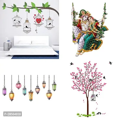 Merical Birdcase Key, Radhamadhav Jhula, Hanging Lamp, Pink Tree Bird  Nest Wall Stickers for Living Room, Hall, Wall D?cor (Material: PVC Vinyl)