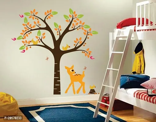 Merical Orange Deer and Tree and Flowers Switch Board Wall Sticker for Living Room, Hall, Bedroom (Material: PVC Vinyl)-thumb4