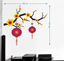 Merical Blooming Flowers Lantern and Folkband Switch Board Wall Sticker for Living Room, Hall, Bedroom (Material: PVC Vinyl)-thumb3