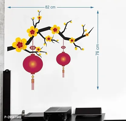 Merical Blooming Flowers Lantern and Folkband Switch Board Wall Sticker for Living Room, Hall, Bedroom (Material: PVC Vinyl)-thumb4