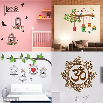 Merical Branches and Cages, Bird House Branch, Birdcase Key, Designer Om Wall Sticker for Wall D?cor, Living Room, Bedroom, Kidsroom-thumb0