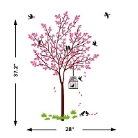 Merical Bird House Branch, Pink Tree Bird  Nest, Royal Ganesh, Royal Peacock Wall Stickers for Living Room, Hall, Wall D?cor (Material: PVC Vinyl)-thumb2