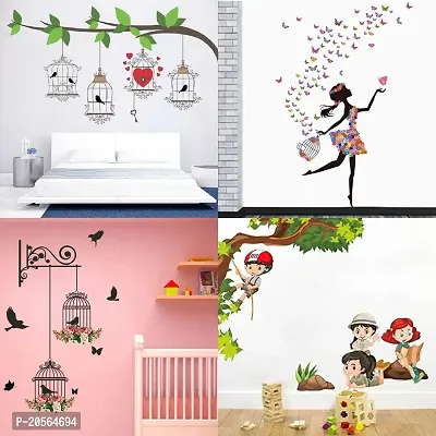 Merical Birdcase Key, Dreamy Girl, Branches and Cages, Kids Activity Wall Stickers for Living Room, Hall, Wall D?cor (Material: PVC Vinyl)-thumb0