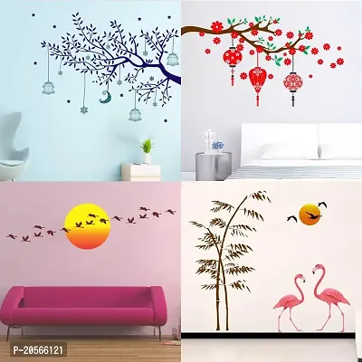 Merical Birdcase Key, Royal Peacock, Baby Panda, Bird House Branch Wall Stickers for Living Room, Hall, Wall D?cor (Material: PVC Vinyl)
