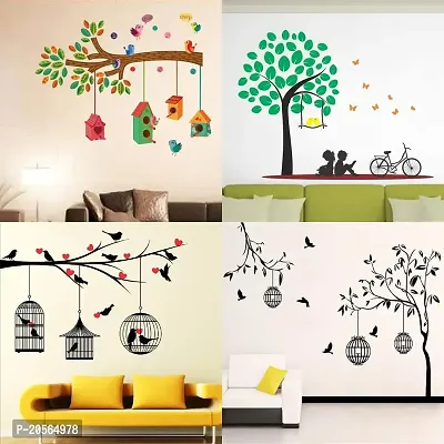 Merical Bird House Branch, Free Bird case Black, Kids Under Tree, Lovebirds  Hearts Wall Stickers for Living Room, Hall, Wall D?cor (Material: PVC Vinyl)-thumb0