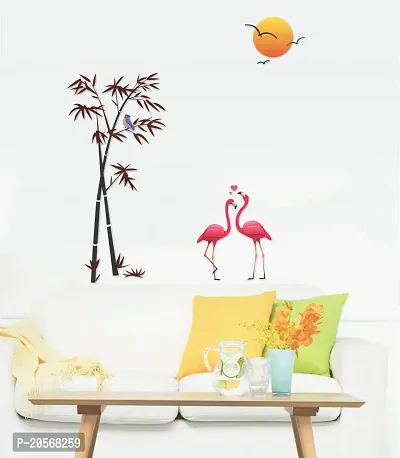 Merical Flamingos and Bamboo and Animals Switch Board Wall Sticker for Living Room, Hall, Bedroom (Material: PVC Vinyl)-thumb5