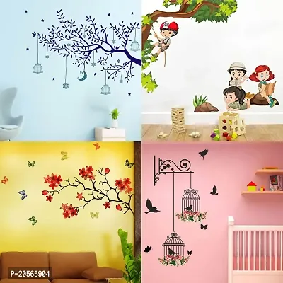 Merical Birdcase Key, Chinese Flower, Branches Flowers  BirdCages, Sherawali Maa Wall Stickers for Living Room, Hall, Wall D?cor (Material: PVC Vinyl)