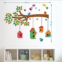 Merical Bird House Branch, Kids Under Tree, Lovebirds  Hearts, Magical Tree Wall Stickers for Living Room, Hall, Wall D?cor (Material: PVC Vinyl)-thumb1