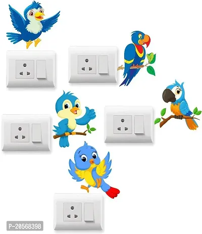 Merical Baloon Girl and TwitterBird Switch Board Wall Sticker for Living Room, Hall, Bedroom (Material: PVC Vinyl)-thumb2