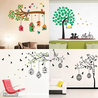 Merical Bird House Branch, Flying Birds  case, Free Bird case Black, Kids Under Tree Wall Stickers for Living Room, Hall, Wall D?cor (Material: PVC Vinyl)-thumb0