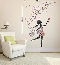 Merical Set of 4 Dreamy Girl, Red Flower  Lantern, Sunrise  Flying Bird, Sunset swan Love, Wall Sticker for Wall D?cor, Living Room, Children Room-thumb1