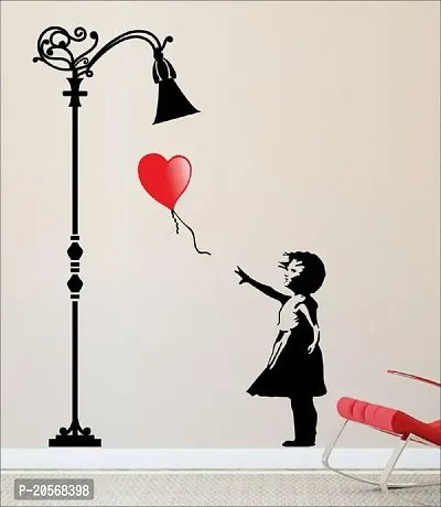 Merical Baloon Girl and TwitterBird Switch Board Wall Sticker for Living Room, Hall, Bedroom (Material: PVC Vinyl)-thumb4