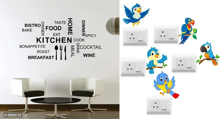 Merical Kitchenquote and Twitter Switch Board Wall Sticker for Living Room, Hall, Bedroom (Material: PVC Vinyl)