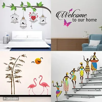 Merical Birdcase Key, Sunset swan Love, Tribal Lady, Welcome Home Butterfly Wall Stickers for Living Room, Hall, Wall D?cor (Material: PVC Vinyl)