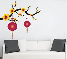 Merical Blooming Flowers Lantern and Folkband Switch Board Wall Sticker for Living Room, Hall, Bedroom (Material: PVC Vinyl)-thumb2