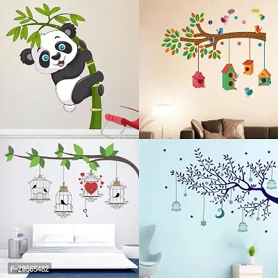 Merical Birdcase Key, Blue Tree Moon, Dreamy Girl, Branches and Cages Wall Stickers for Living Room, Hall, Wall D?cor (Material: PVC Vinyl)