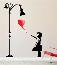 Merical Baloon Girl and Flowers Switch Board Wall Sticker for Living Room, Hall, Bedroom (Material: PVC Vinyl)-thumb3