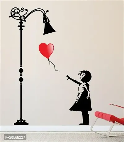 Merical Baloon Girl and Flowers Switch Board Wall Sticker for Living Room, Hall, Bedroom (Material: PVC Vinyl)-thumb4