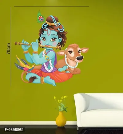 Merical Krishna Playing with Cow and Krishna Switch Board Wall Sticker for Living Room, Hall, Bedroom (Material: PVC Vinyl)-thumb5