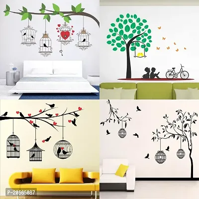 Merical Birdcase Key, Free Bird case Black, Kids Under Tree, Lovebirds  Hearts Wall Stickers for Living Room, Hall, Wall D?cor (Material: PVC Vinyl)-thumb0
