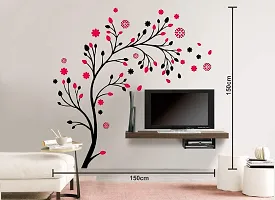 Merical Bird House Branch, Magical Tree, Red Flower  Lantern, Sunrise  Flying Bird Wall Stickers for Living Room, Hall, Wall D?cor (Material: PVC Vinyl)-thumb2