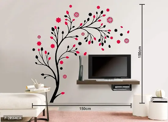 Merical Bird House Branch, Magical Tree, Red Flower  Lantern, Sunrise  Flying Bird Wall Stickers for Living Room, Hall, Wall D?cor (Material: PVC Vinyl)-thumb3