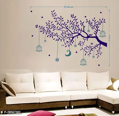 Merical Set of 4 Branches and Cages, Tribal Lady, Welcome Home Butterfly, Blue Tree Moon, Wall Sticker for Wall D?cor, Living Room, Children Room-thumb5