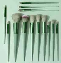 Makeup Brush Set - 13 Piece Makeup Brushes for Eyeshadow, Powder, Blush, Foundation Blending Brush Set with Portable Pouch (Multicolour, Plastic)-thumb1