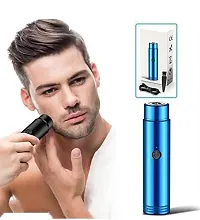 Pocket Size Mini Portable Electric Shaver for Men and Women, Travelling Washable USB Beard Shaver and Trimmer for face under Arms Painless Shaving Trimmer No-Noise (BLUE POCKET TRIMMER MINI)-thumb1