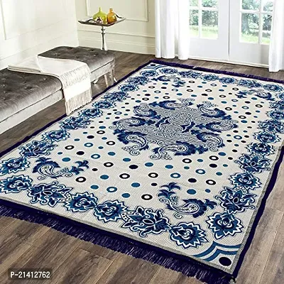 Alluring Retails Premium Chenille Carpet for Living Room Carpet, Area Rug, Durries, Polycotton Abstract Design Multipurpose Foldable Modern Carpet (4.5 ft. x 6 ft.) Aqua-Blue-thumb0