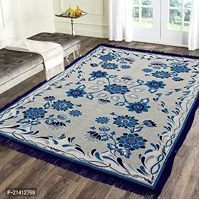 Alluring Retails Premium Chenille Carpet for Living Room Carpet, Area Rug, Durries, Polycotton Abstract Design Multipurpose Foldable Modern Carpet (4.5 ft. x 6 ft.) Aqua-Blue-thumb0