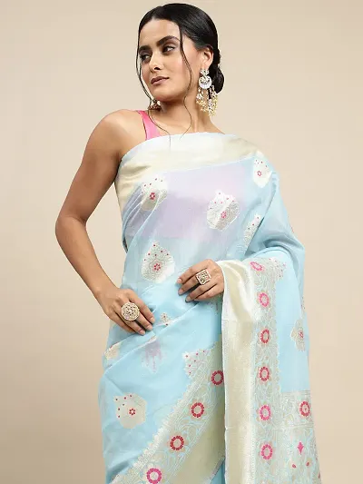 New In Linen Saree with Blouse piece 