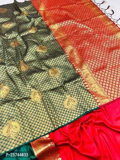Stylish Litchi Silk  Saree with Blouse piece For Women-thumb0