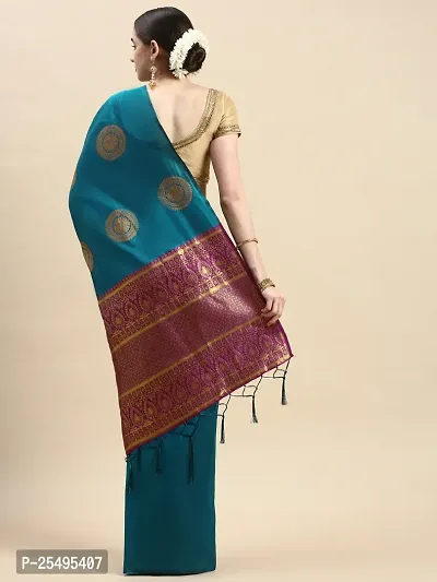 Stylish Silk Blend Saree With Blouse Piece For Women-thumb3