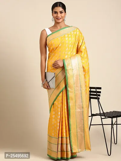 Stylish Silk Blend Saree With Blouse Piece For Women-thumb0