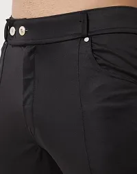 Black Polyester Regular Track Pants For Men-thumb2
