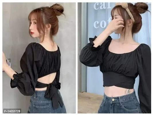 Classic Cotton Solid Crop Top for Women