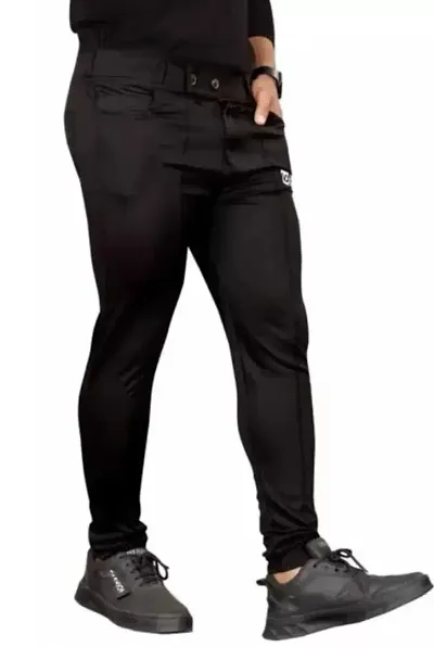 Polyester Blend Regular Track Pants For Men