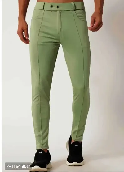 Green Polyester Regular Track Pants For Men-thumb0