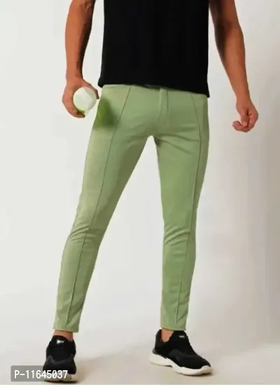 Green Polyester Regular Track Pants For Men-thumb3