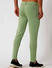 Green Polyester Regular Track Pants For Men-thumb3