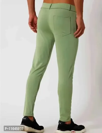 Green Polyester Regular Track Pants For Men-thumb4