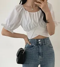 Classic Cotton Solid Crop Top for Women-thumb3